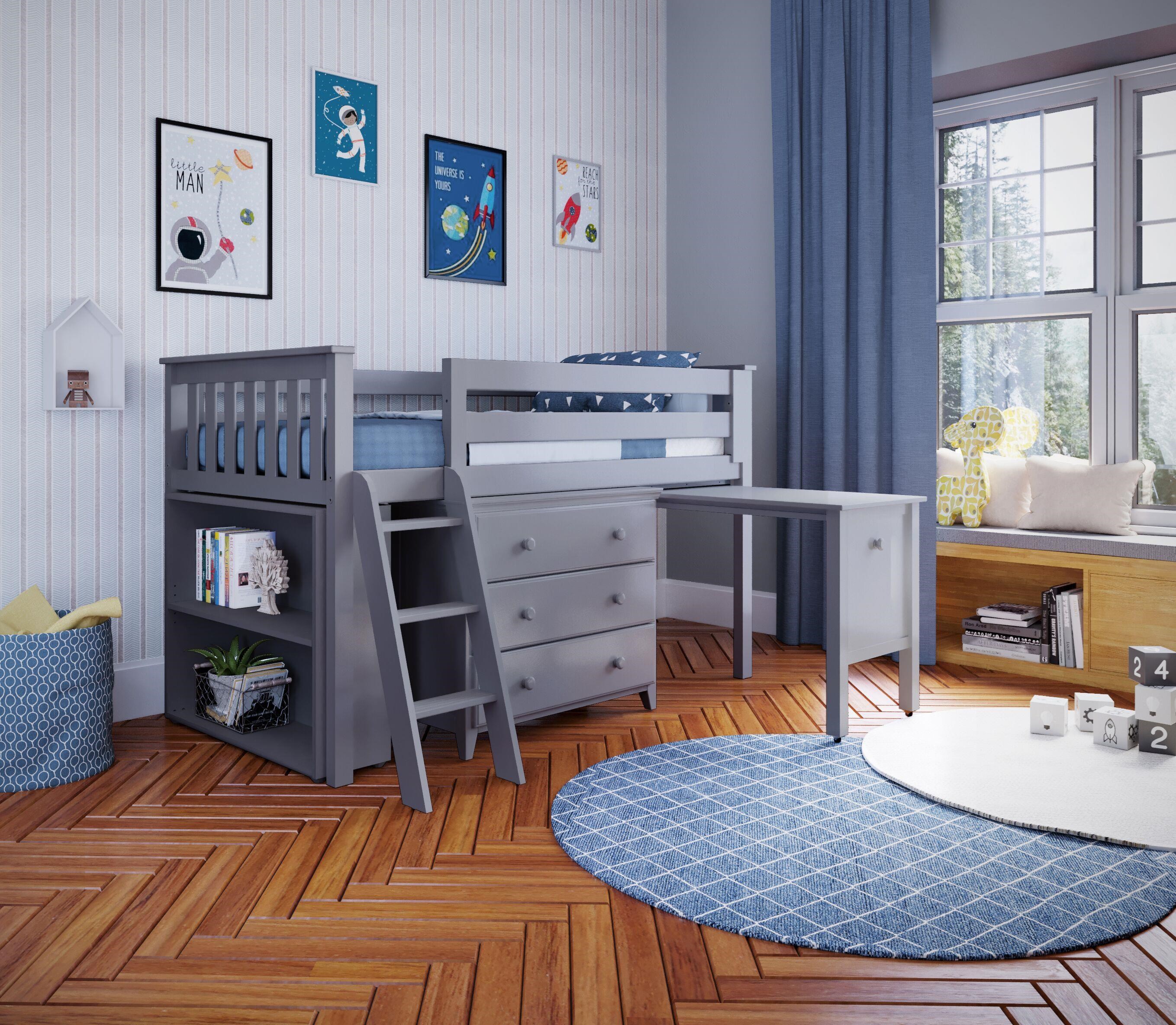 Twin loft bed with desk and dresser top